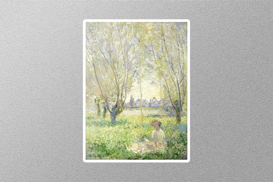 Woman Seated Under Willows Art Sticker