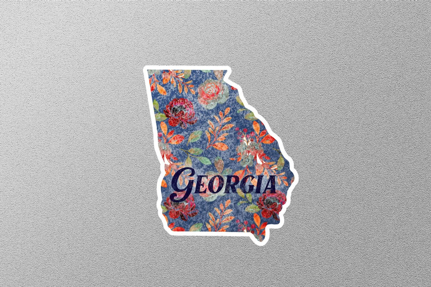 Floral Georgia Blue State Sticker