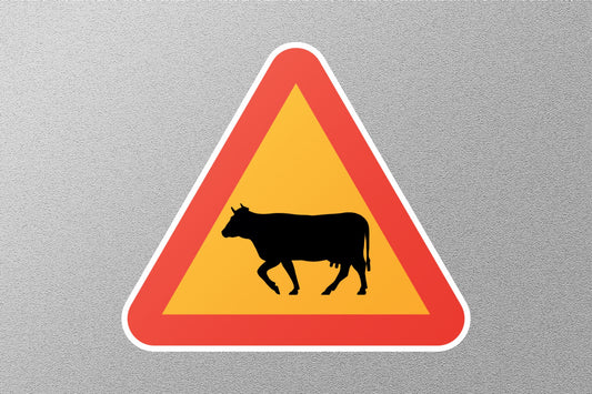 Warning Cow Street Sign Sticker