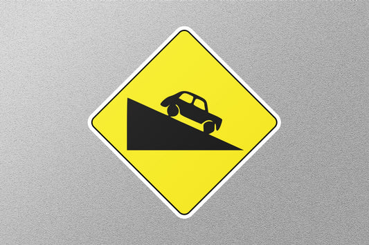 Car Decline Street Sign Sticker