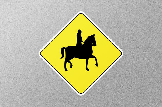 Horse Rider Caution Street Sign Sticker