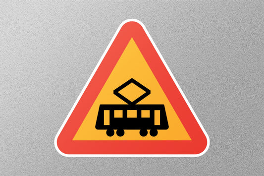 Tram Warning Road Street Sign Sticker