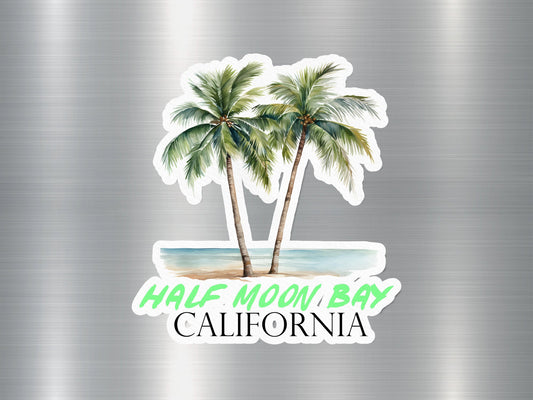 Half Moon Bay California Palm Tree Sticker