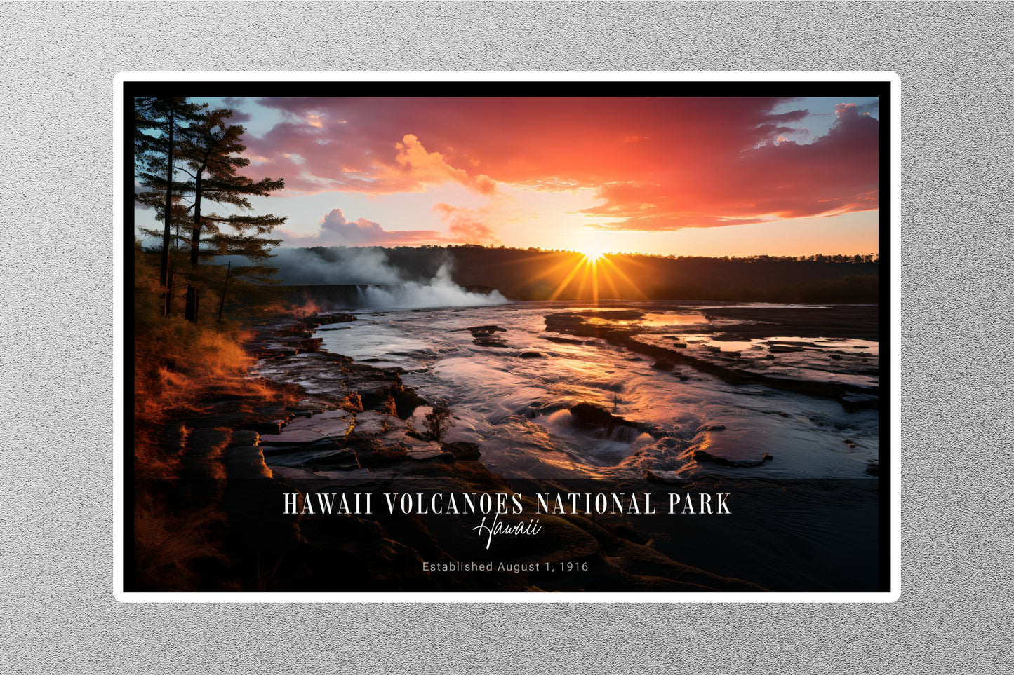 Hawaii Volcanoes Sunrise National Park Sticker