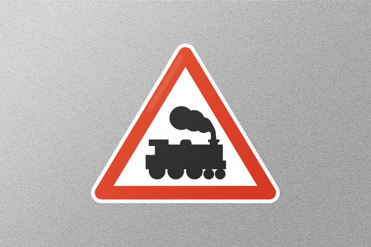 Railway Level Crossing Ahead Street Sign Sticker