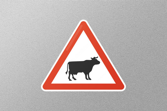 Cattle Crossing Street Sign Sticker