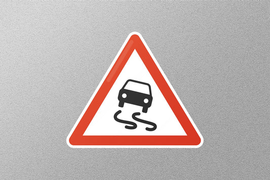 Car Skid Warning Street Sign Sticker