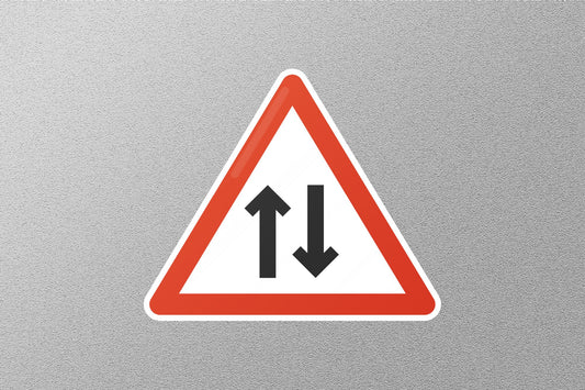 2 Way Traffic Straight Ahead Street Sign Sticker