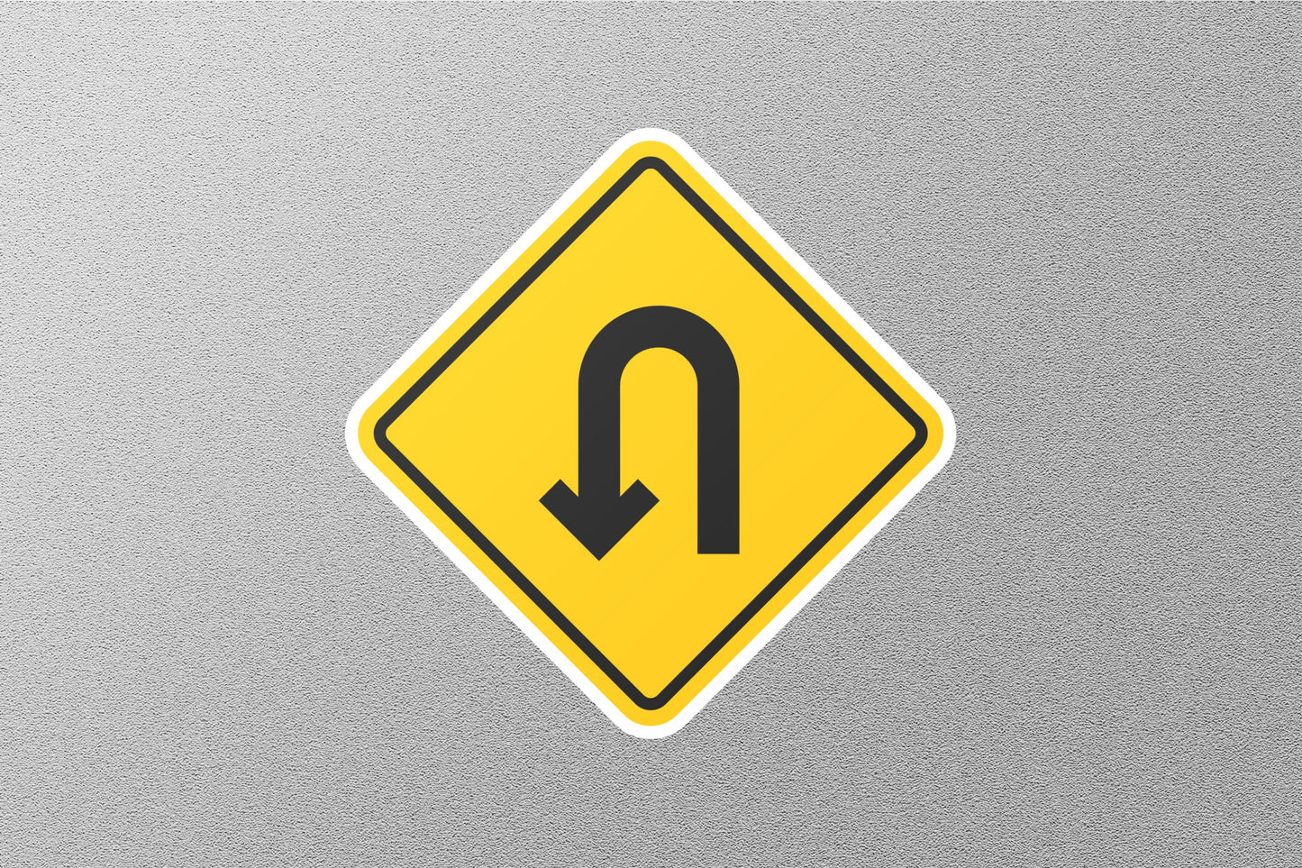 U Turn Yellow Board Street Sign Sticker