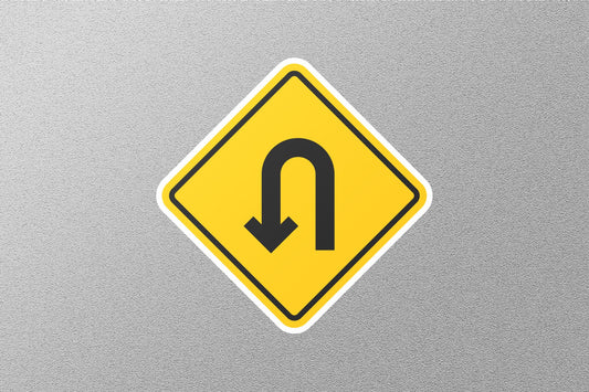 U Turn Yellow Board Street Sign Sticker