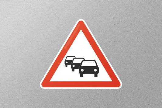 Traffic Queues Warning Street Sign Sticker