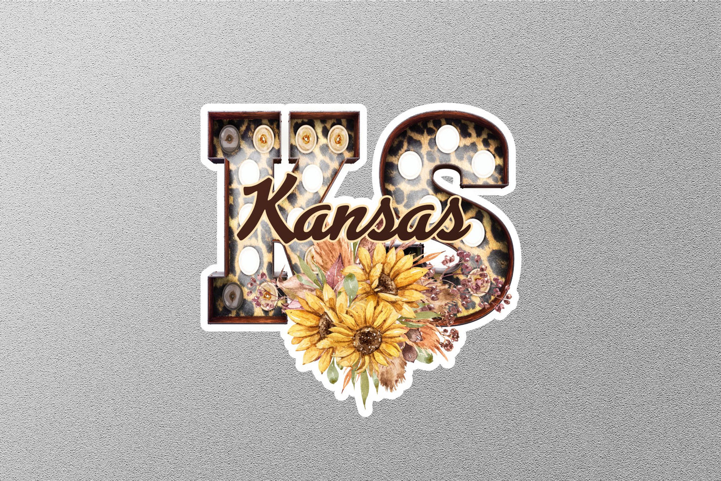 Floral KS Kansas With Sunflowers State Sticker