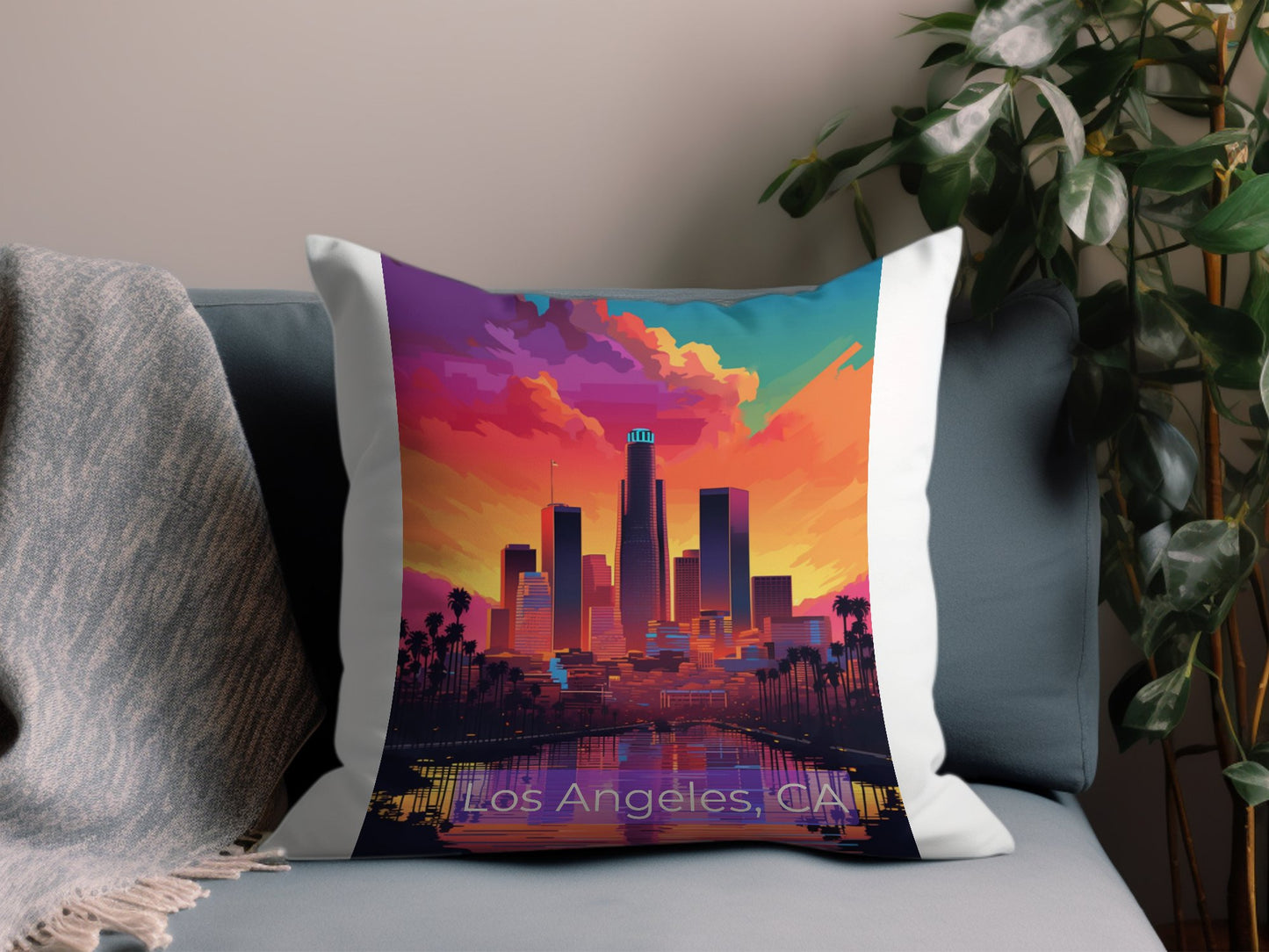 Vintage Los Angeles CA Throw Pillow