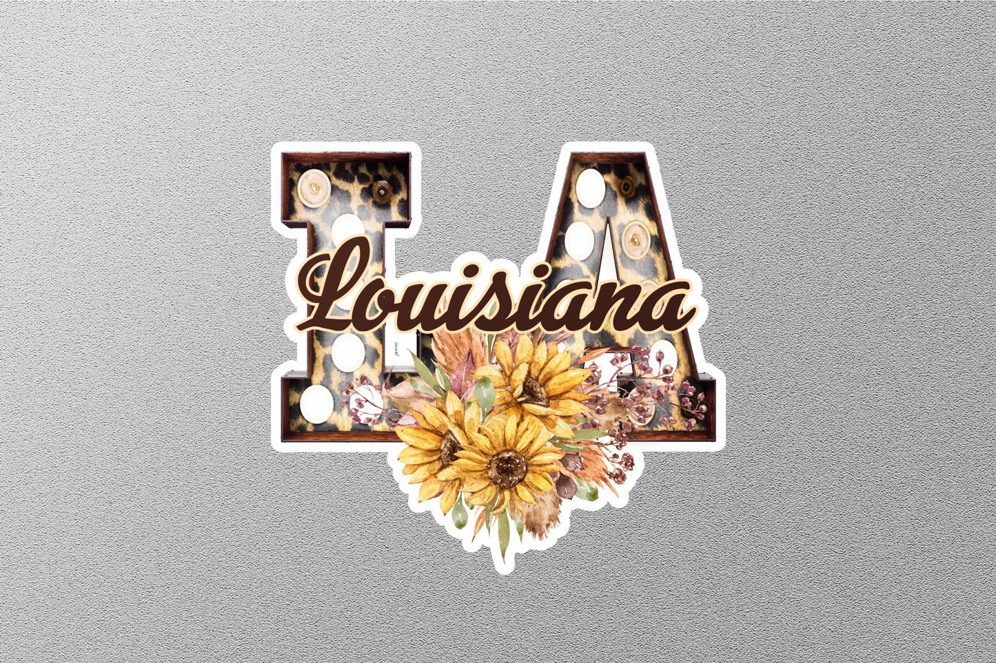 Floral LA Louisiana With Sunflowers State Sticker