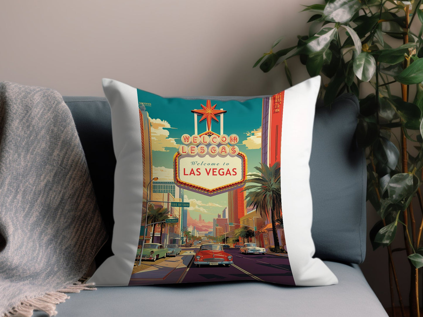 Vintage Las Vegas Throw Pillow