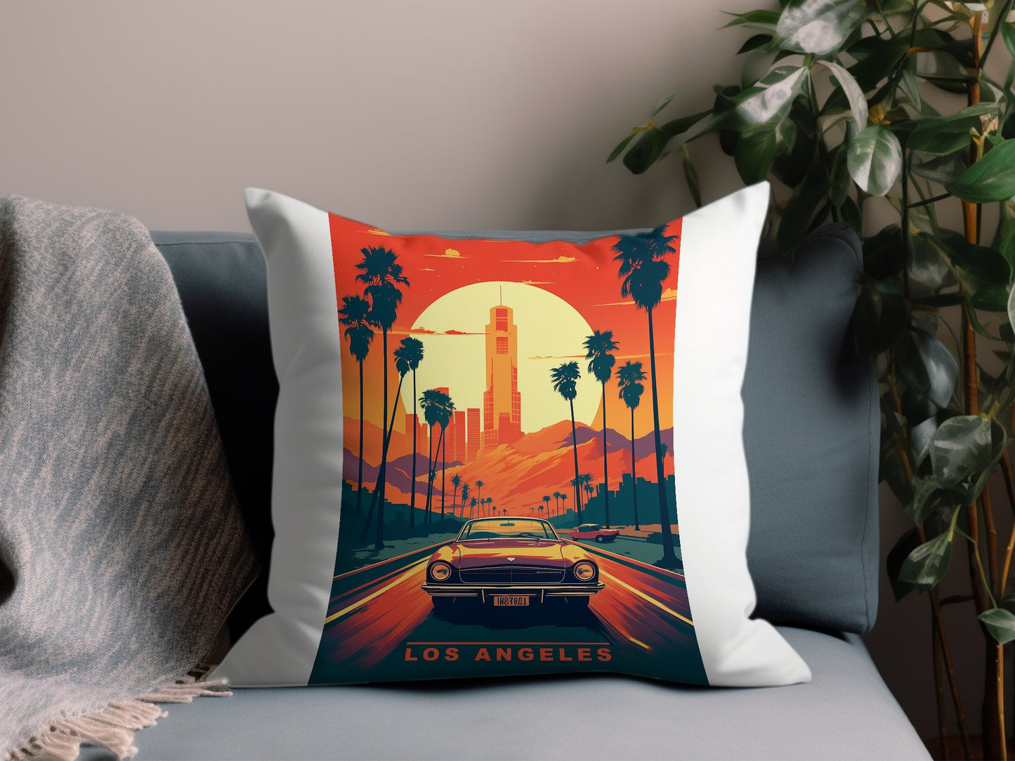 Vintage Los Angeles Throw Pillow