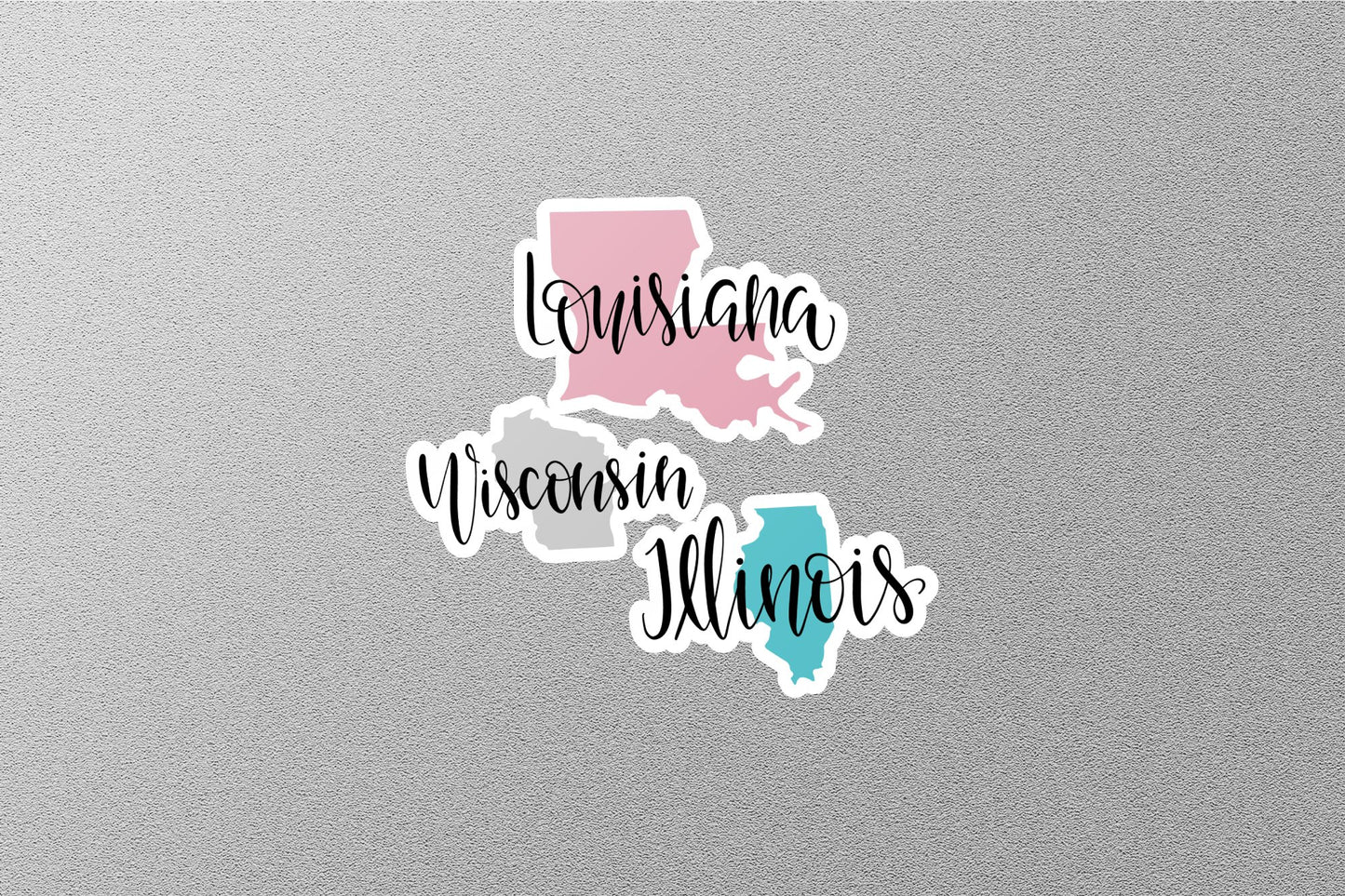 Louisiana Wisconsin Illinois State Sticker