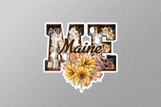 Floral ME Maine With Sunflowers State Sticker