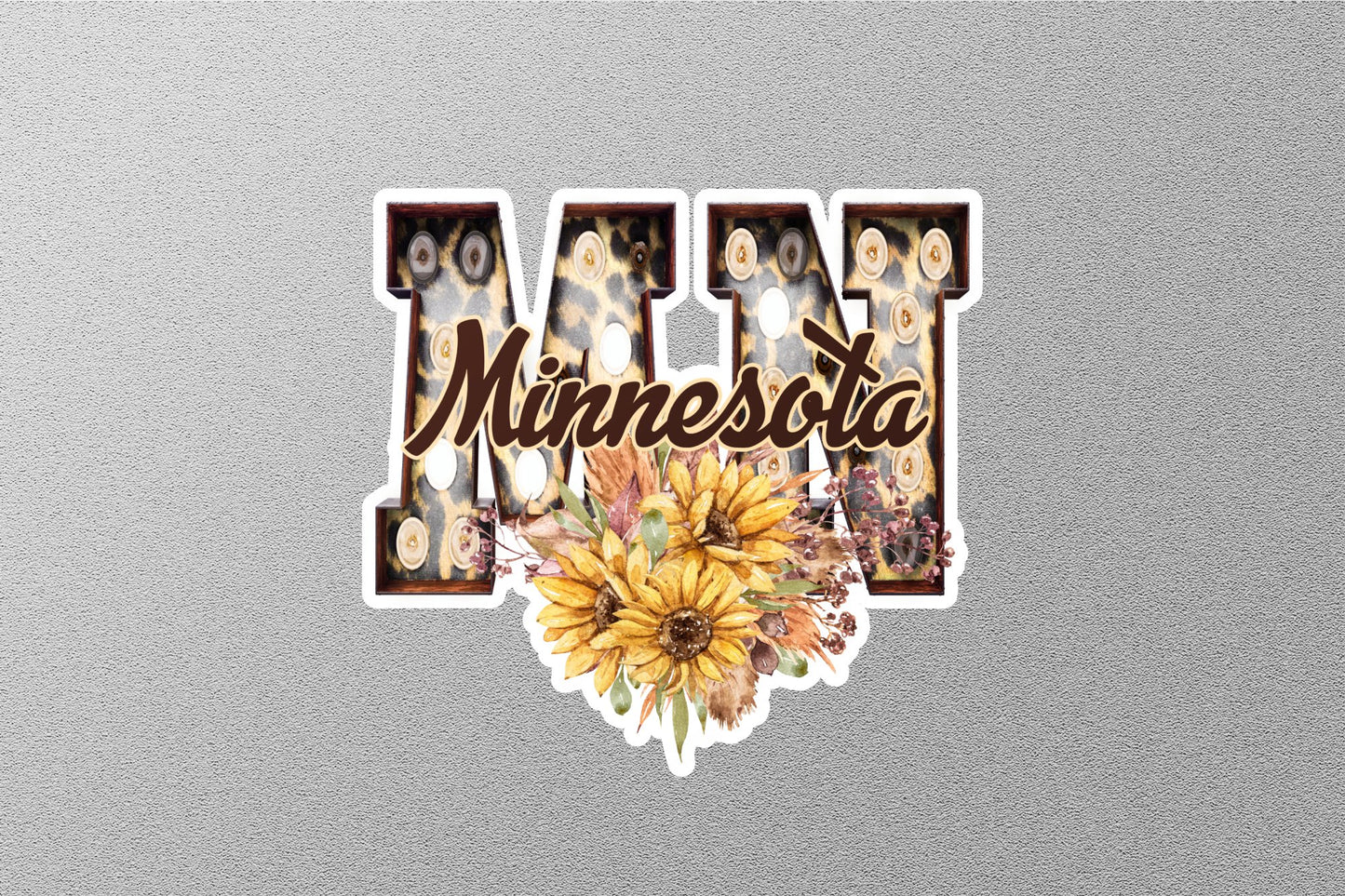 Floral MN Minnesota With Sunflowers State Sticker