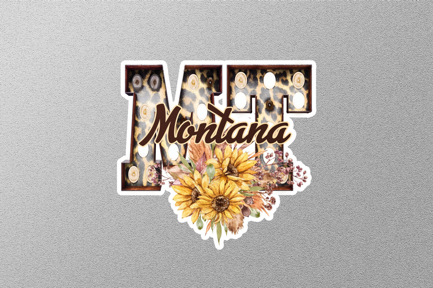 Floral MT Montana With Sunflowers State Sticker