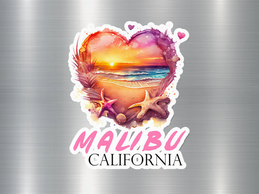 Malibu California Heart Sticker