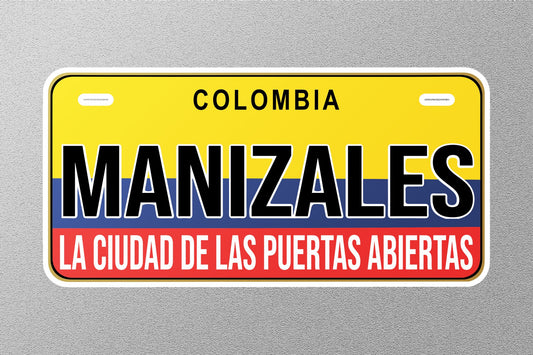 Manizales Colombia License Plate Sticker