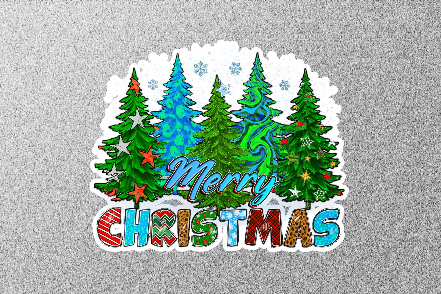 Merry Christmas Trees  Winter Holiday Sticker