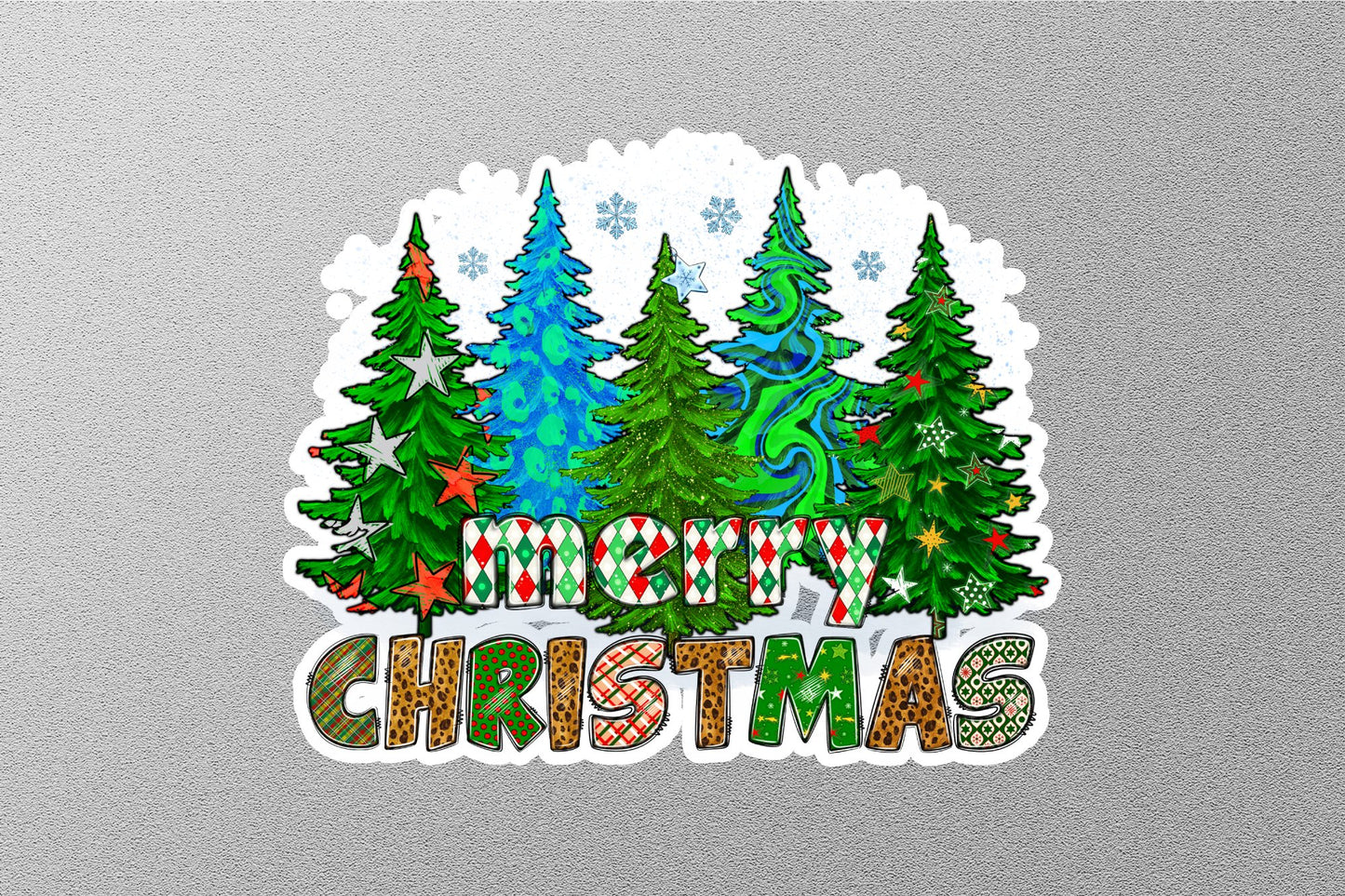 Merry Christmas Trees 2 Winter Holiday Sticker
