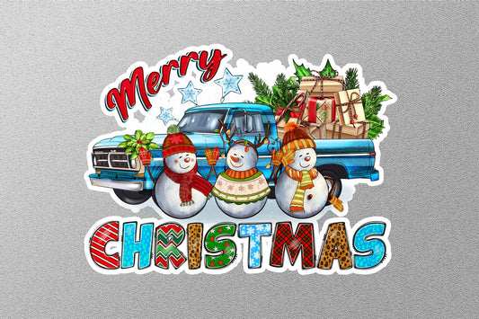 Merry Christmas With Snowmen Winter Holiday Sticker