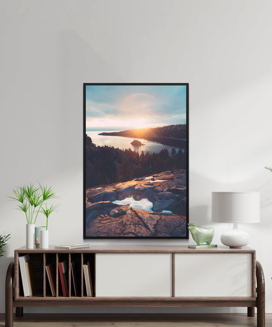Mountain Sunset Coastal Orange Poster - Matte Paper