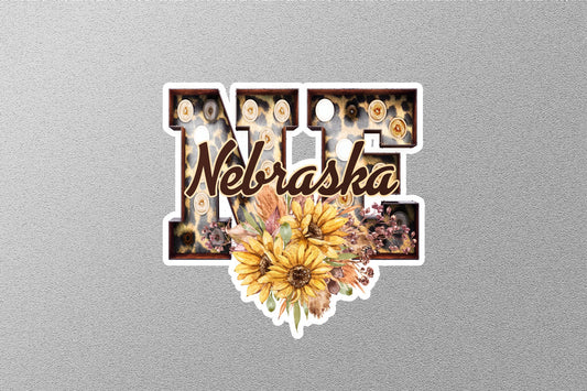 Floral NE Nebraska With Sunflowers State Sticker