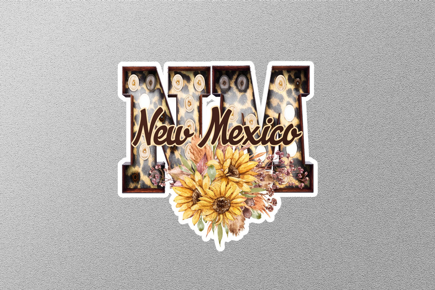 Floral NM New Mexico With Sunflowers State Sticker