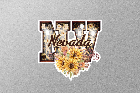 Floral NV Nevada With Sunflowers State Sticker