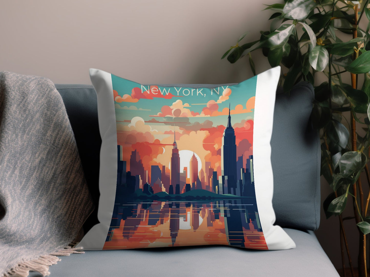 Vintage New York NY 7 Throw Pillow