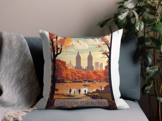 Vintage Central Park NY 3 Throw Pillow