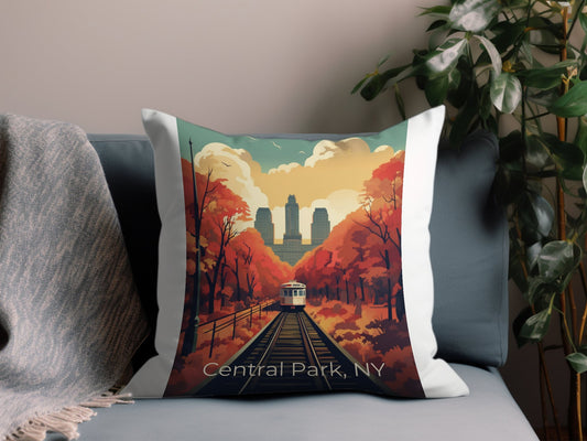 Vintage Central Park NY 2 Throw Pillow