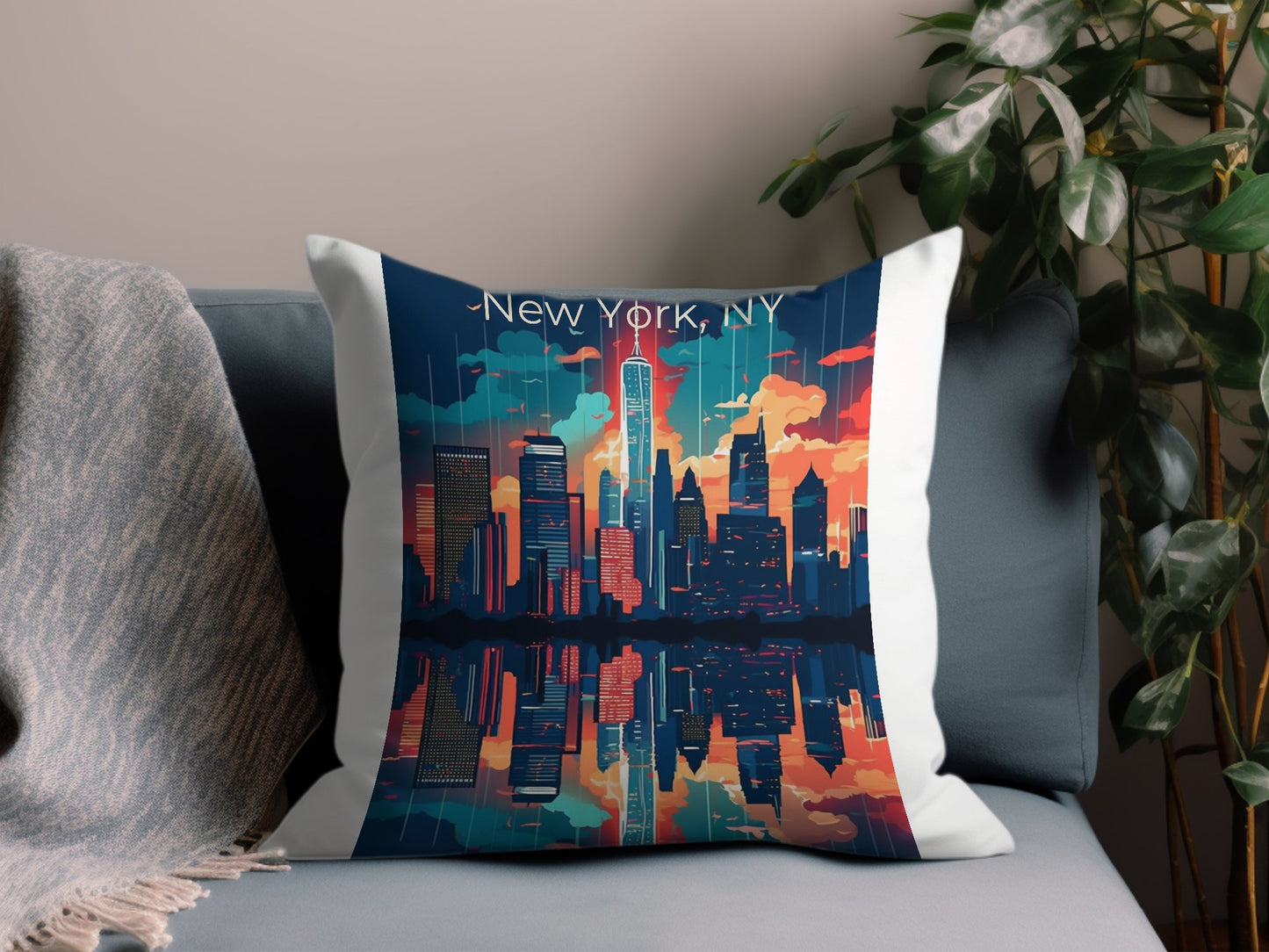 Vintage New York NY 5 Throw Pillow