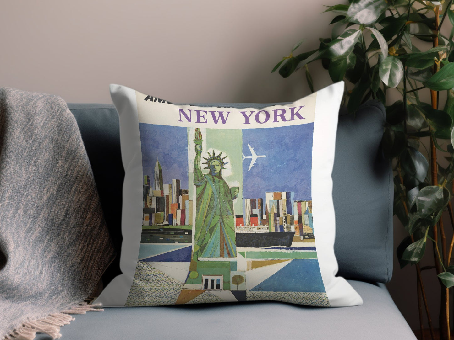 Vintage New York 9 Throw Pillow