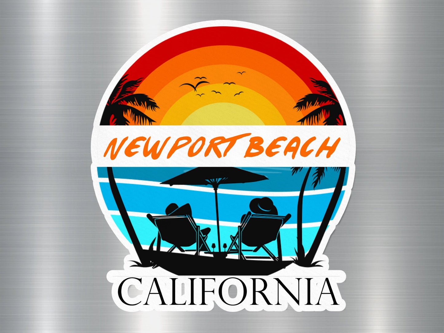 New Port Beach California Sunset Sticker