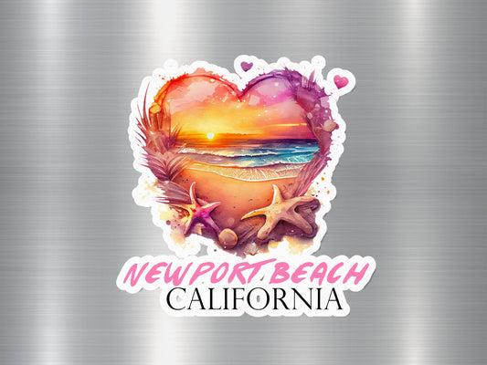 New Port Beach California Heart Sticker