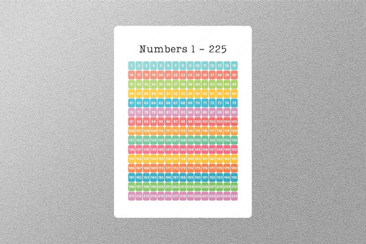 Numbers 1-225 Education Sticker