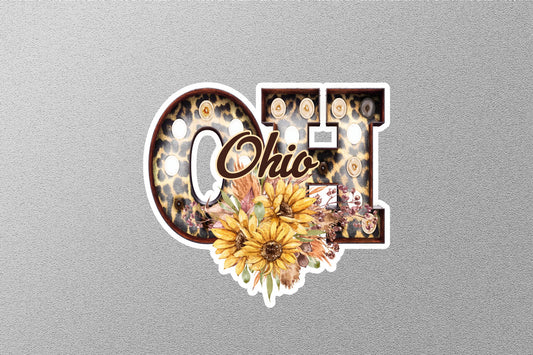 Floral Oh Ohio With Sunflowers State Sticker