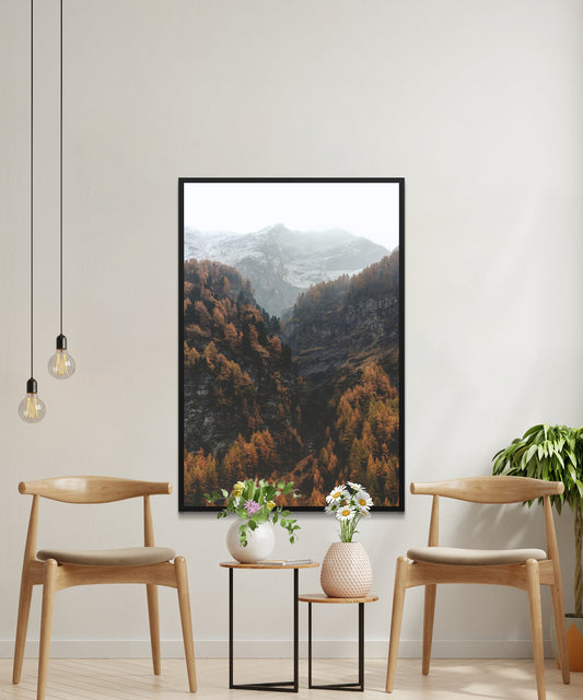 Orange and Snowy Mountains Poster - Matte Paper