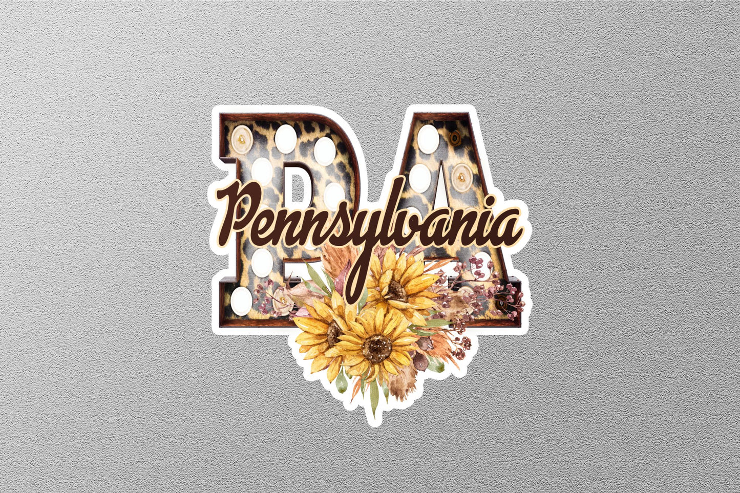 Floral PA Pennsylvania With Sunflowers State Sticker