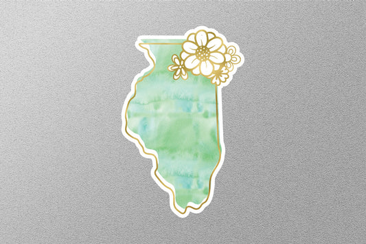 Floral Illinois State Sticker