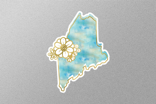 Floral Maine State Sticker
