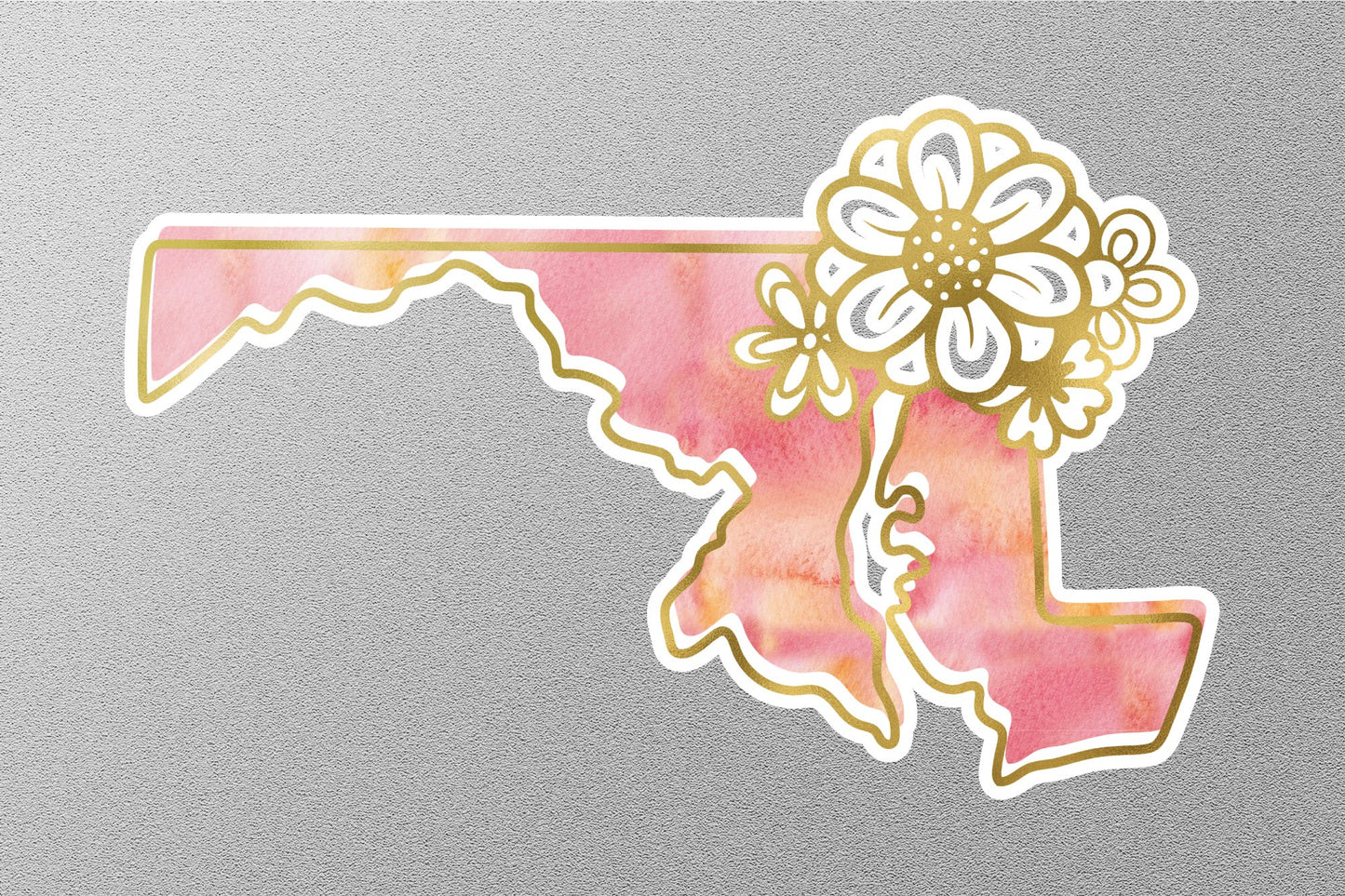 Floral Maryland State Sticker
