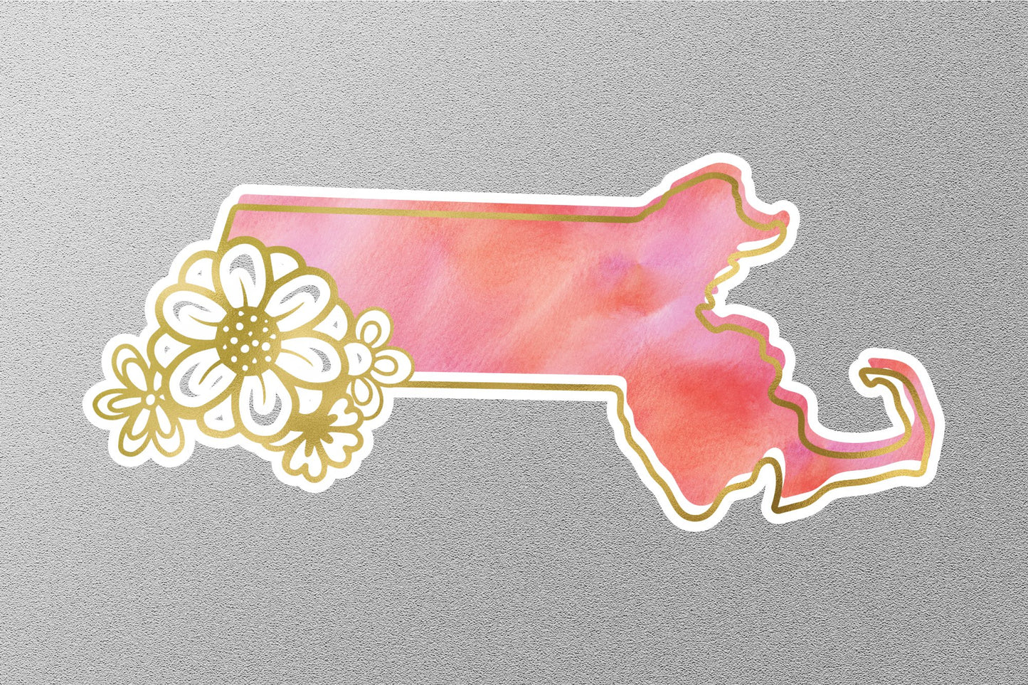 Floral Massachusetts State Sticker