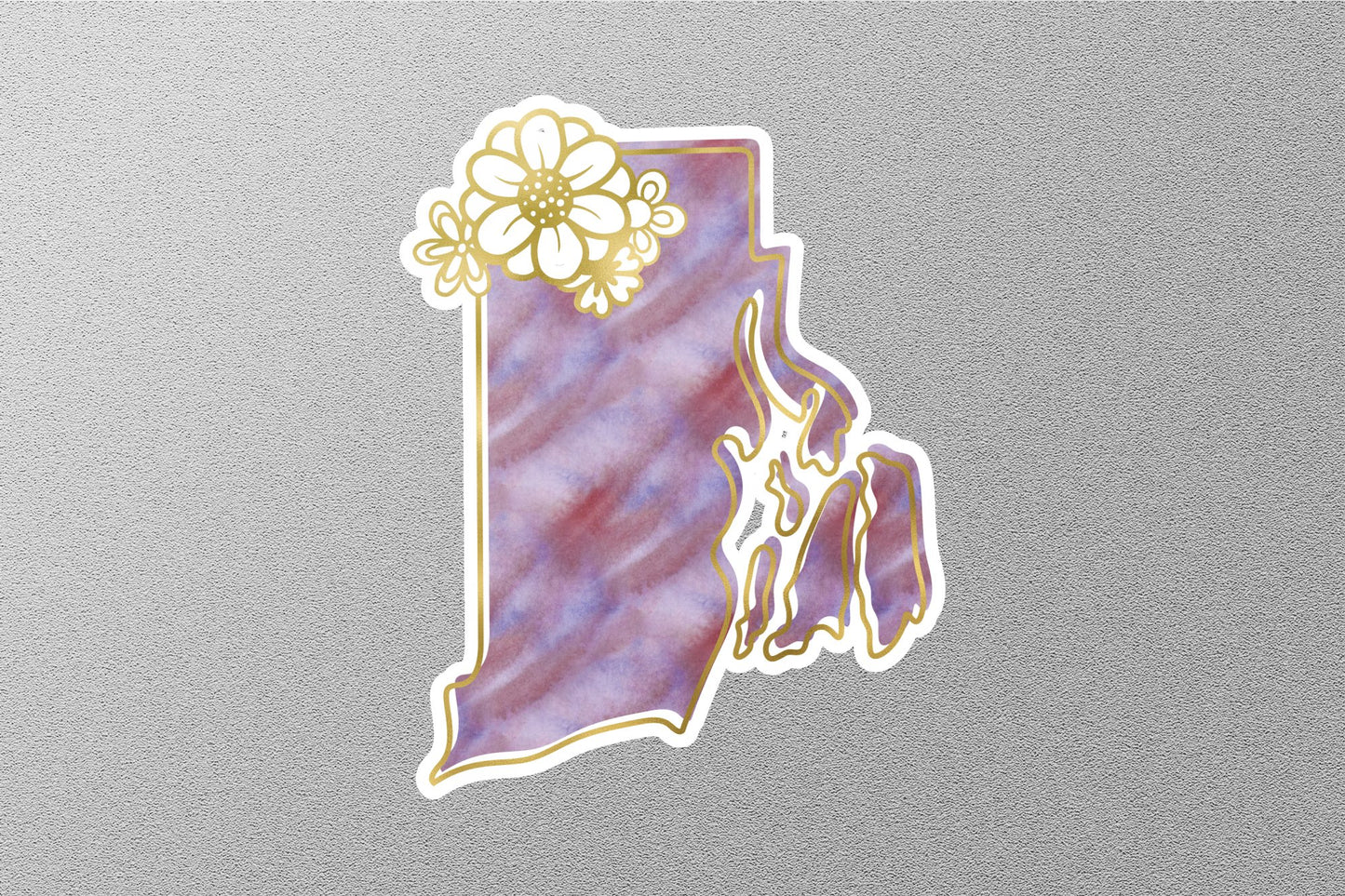 Floral Rhode Island State Sticker