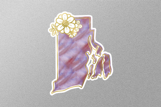 Floral Rhode Island State Sticker